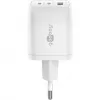 USB-C Fast Charger Nano, PD, GaN, 65 Watt (Weiß, 1x USB-A, 2x USB-C PD, Charge 3.0)