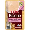 Nasses Katzenleckerli INABA Ciao Bisque Thunfisch mit Lachs 40 g — flüssiges Sachet mit Fischgeschmack, 86 % Feuchtigkeit, 8 % Protein