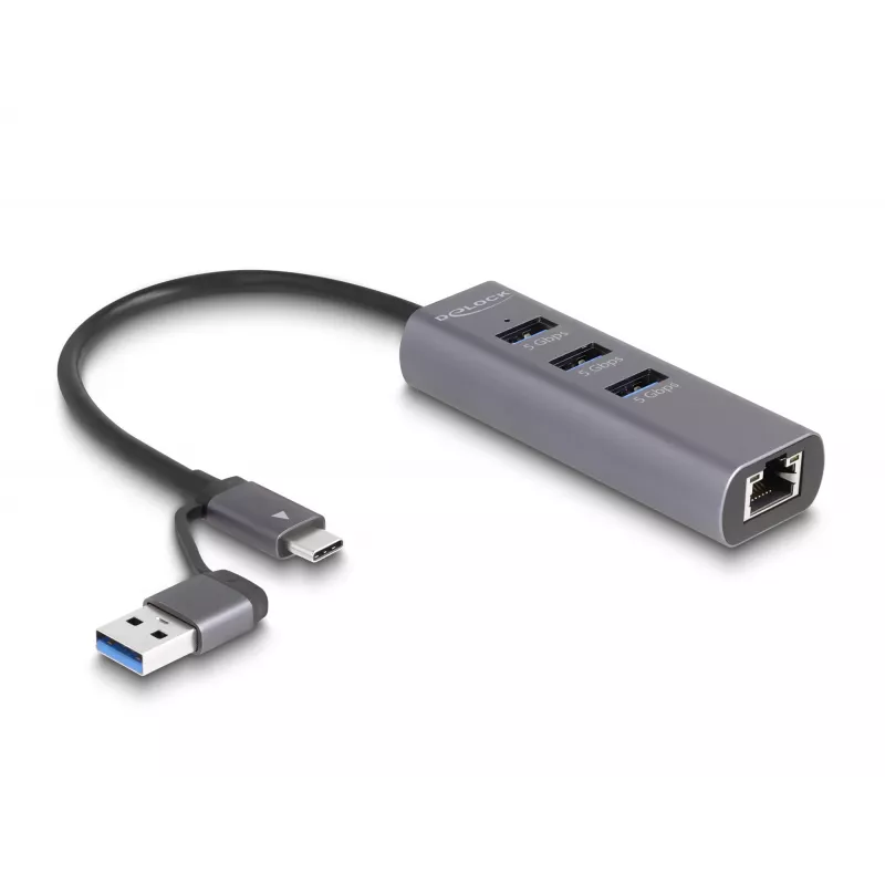 DeLOCK 64282 Laptop-Dockingstation & Portreplikator Kabelgebunden USB 3.2 Gen 1 (3.1 Gen 1) Type-C Grau (64282)