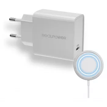 Ladegerät Indoor RealPower PC-MagSet Universal Weiß