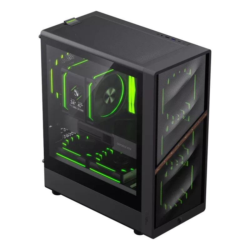Gamemax Gehäuse | AERIS 330 MB | Schwarz | Mini-Tower | Netzteil nicht enthalten