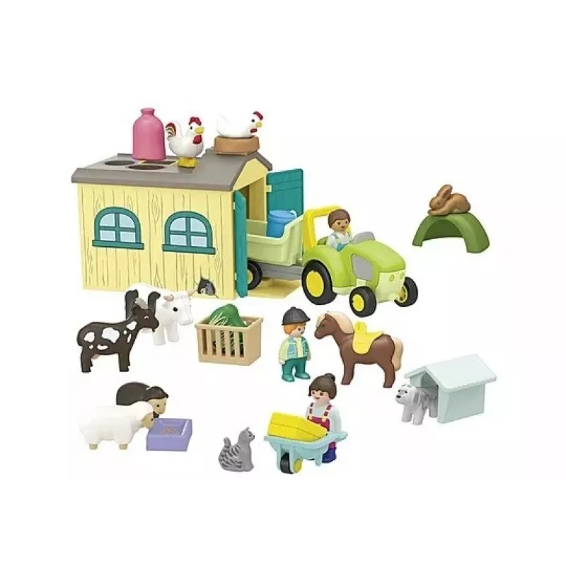Set mit Figuren Bauernhof-Abenteuer mit Traktor, Anhänger und Tieren