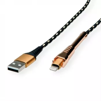 Lightning-Kabel ROLINE 11.02.8923 1m Schwarz Gold