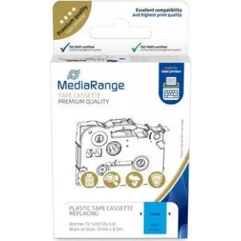 MediaRange Kunststoff-Bandkassette MRBTZ531 12 mm 8 m Schwarz auf Blau