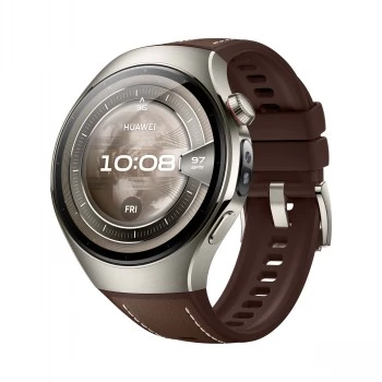 Smartwatch HUAWEI WATCH 5 Classic 46 mm, 1.38 Zoll AMOLED 466×466, Touchscreen, GPS, silbernes Gehäuse, braunes Armband