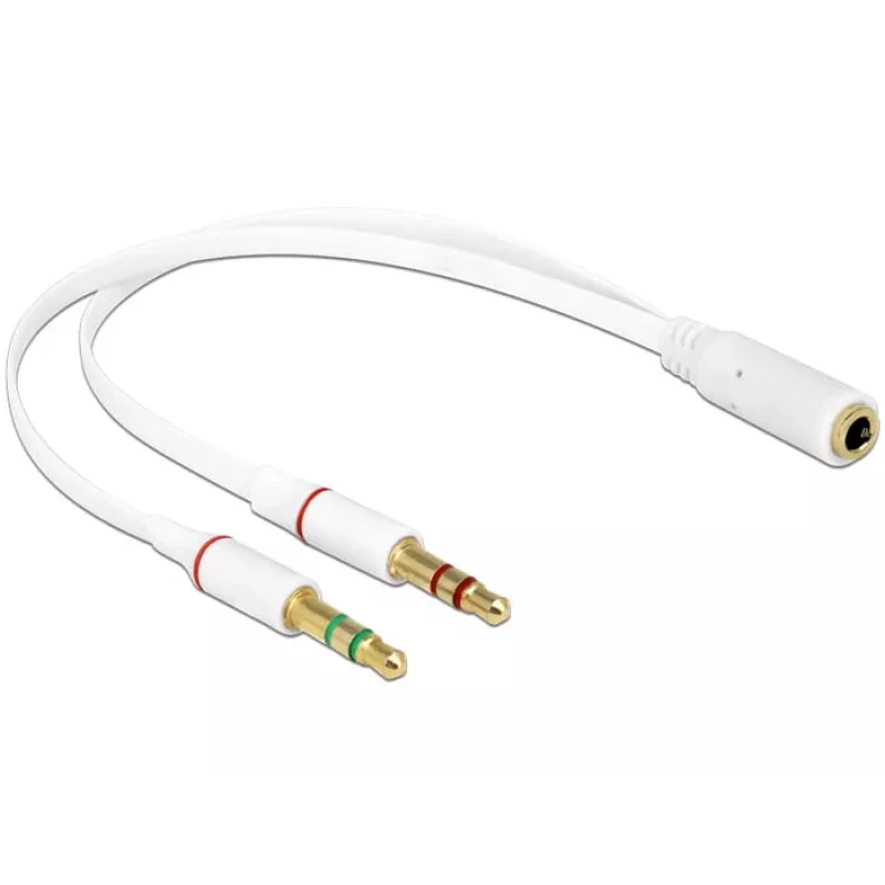 Audiokabel DeLOCK 65585 0,2 m 2 x 3,5 mm Stecker auf 3,5 mm Buchse Weiß