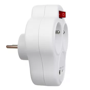 Elektrischer Doppelsteckdosen-Splitter MACLEAN MCE336E mit 2 USB-Anschlüssen, Typ E