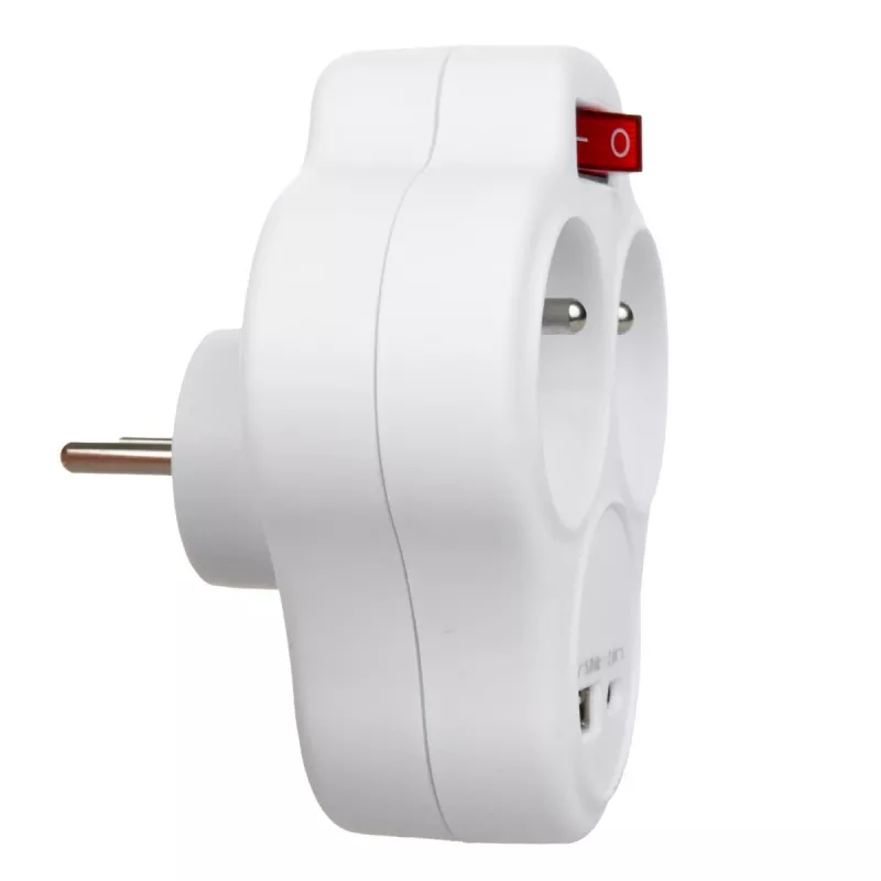 Elektrischer Doppelsteckdosen-Splitter MACLEAN MCE336E mit 2 USB-Anschlüssen, Typ E