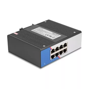 Gigabit Ethernet Switch DELOCK 80163, 8-Port RJ45 Industrie-Switch, unmanaged, Metallgehäuse