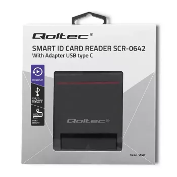 ID-Kartenleser QOLTEC Smart-Chip-ID-Kartenleser — USB, schwarz, 84,5×65×16 mm, 63 g