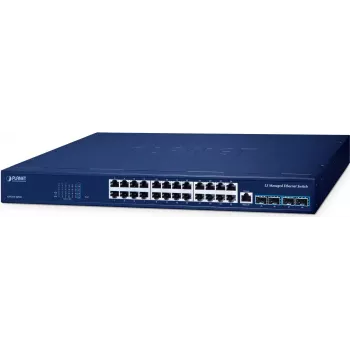 PLANET Layer 3 24-Port 10/100/1000T Managed L3 Gigabit Ethernet (10/100/1000) Power over Ethernet (PoE) Blau (GS-6311-24T4X)