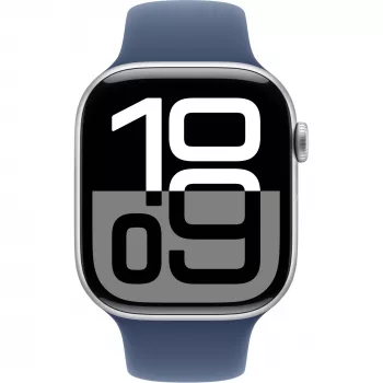 Apple Apple Watch Series 10 GPS 46mm Silbernes Aluminiumgehäuse mit Denim