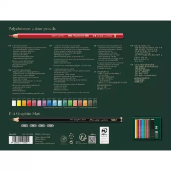 Ölbasierter Stift Faber-Castell Polychromos & Pitt Graphite Matt Set 21 Stück Mehrfarbig