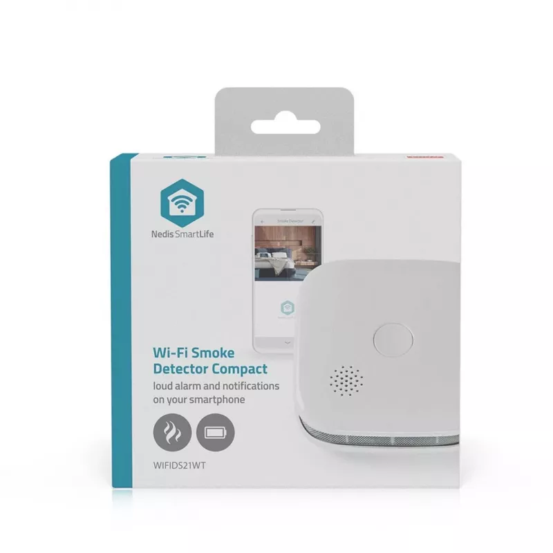 Rauchmelder Nedis WIFIDS21WT smarter Wi‑Fi Rauchsensor für Haussicherheit