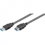 Wentronic Goobay USB 3.0 SuperSpeed Verlängerungskabel, Schwarz, 3 m – USB 3.0-Stecker (Typ A) > USB 3.0-Buchse (Typ A) (93999)