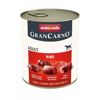 Nassfutter für Hunde Animonda GranCarno Original Rind Adult — 400 g Dose, glutenfrei, zuckerfrei, Rind