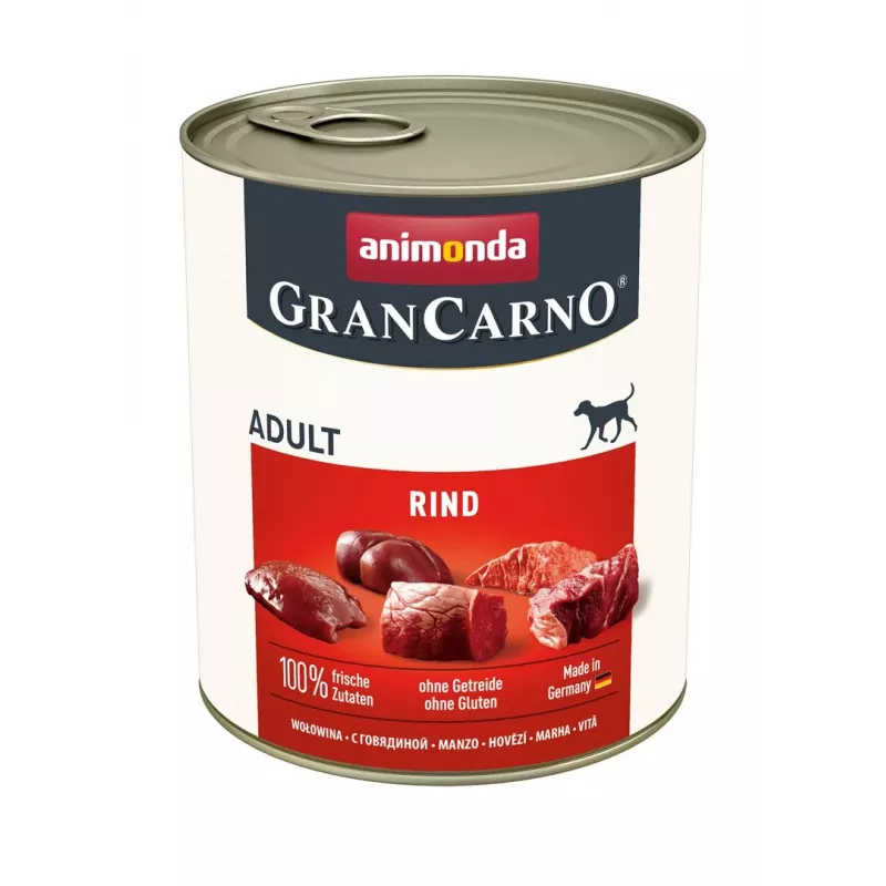 Nassfutter für Hunde Animonda GranCarno Original Rind Adult — 400 g Dose, glutenfrei, zuckerfrei, Rind