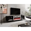 RTV-Schrank POLO 180x33x39 schwarz + Kamin weiß