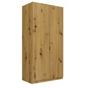 Kleiderschrank Top E Shop SD-90 ART KPL — Eichenfarbener Rahmen, 7 Regale, 2 Türen
