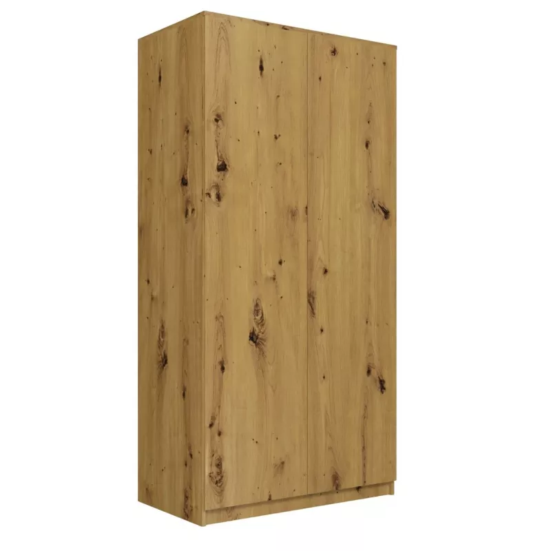 Kleiderschrank Top E Shop SD-90 ART KPL — Eichenfarbener Rahmen, 7 Regale, 2 Türen