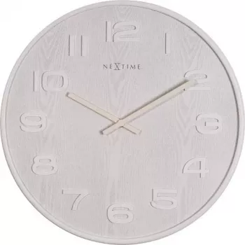 NeXtime 3096WI - Wanduhr - Quarzuhr - Rund - Weiß - Holz - Holz