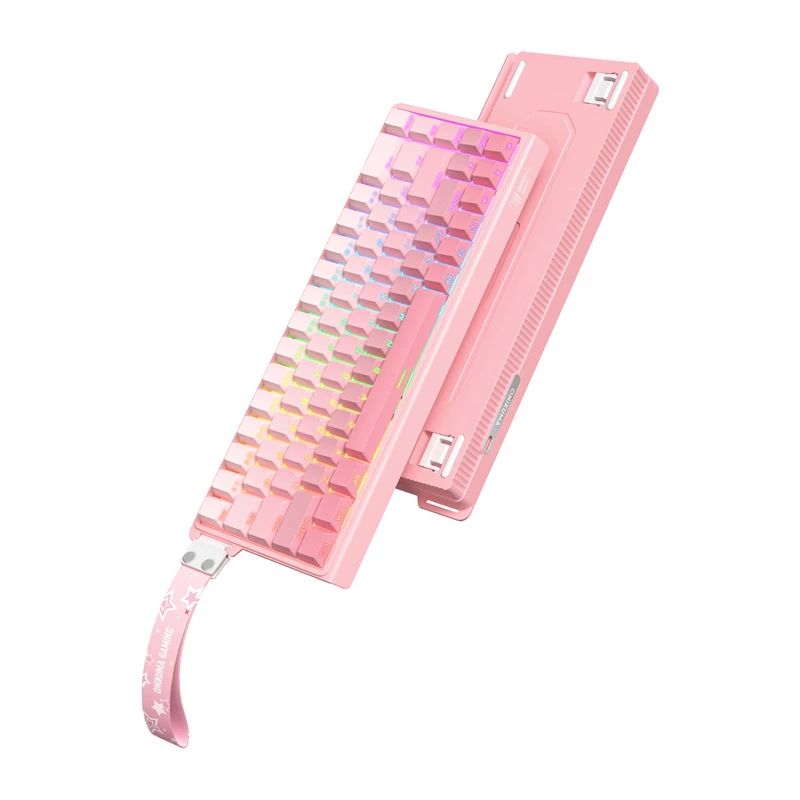 Kabelgebundene Gaming-Tastatur Onikuma G69 — pink, USB-Anschluss, Full-Size-Layout