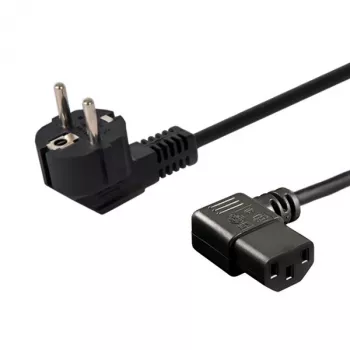 Netzkabel SAVIO CL-116 — 1,8 m, Schwarz, gewinkelter Netzstecker Typ C auf gewinkelten IEC C13, 3-adrig 0,5 mm²