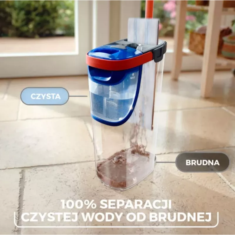 Wischmopp VILEDA Mikrofaser 1200 ml Nass, 360° drehbarer Kopf, 140,5 cm Stiel, abnehmbarer maschinenwaschbarer Kopf