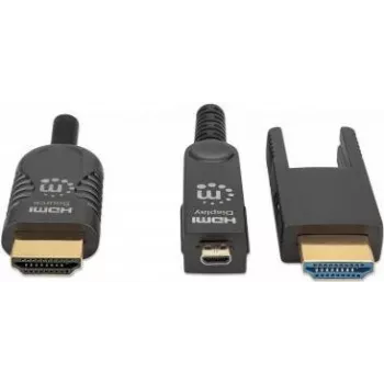 Manhattan HDMI-auf-Micro-HDMI-Kabel mit Plenum-Einstufung, 4K@60Hz (Premium High Speed), 70 m, Aktiv, Abnehmbarer HDMI-Stecker (Typ A), Stecker auf Stecker, Schwarz, Vergoldete Kontakte, Lebenslange Garantie