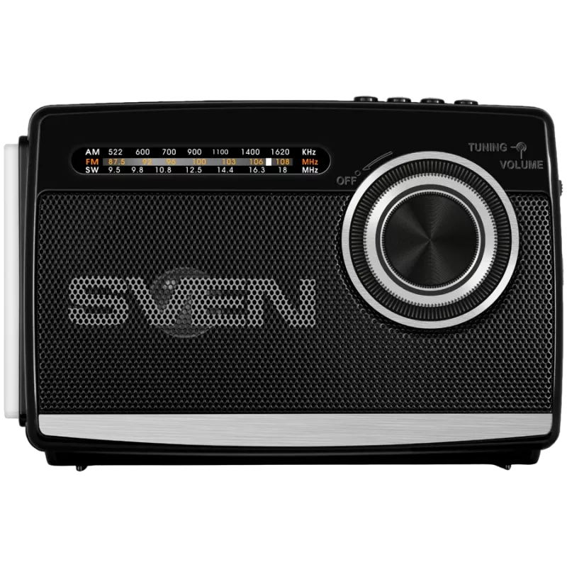 Lautsprecher SVEN SRP-155, schwarz (3W, Bluetooth, FM/AM/SW, USB, microSD, Taschenlampe, Akku)