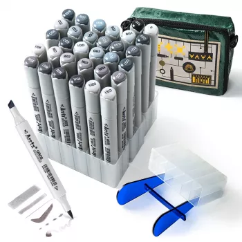 Doppelseitige Marker-Stifte Arrtx LC302543 — 32 Farben in Grauton-Abstufungen