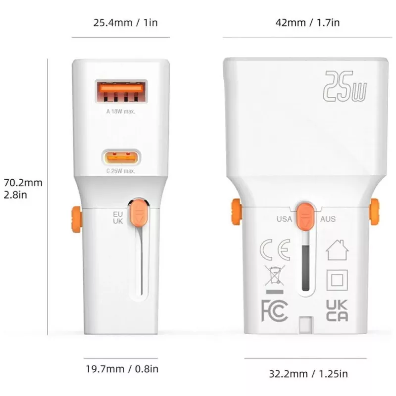 Reiseladegerät 25W World Travel 25W USB-C + A