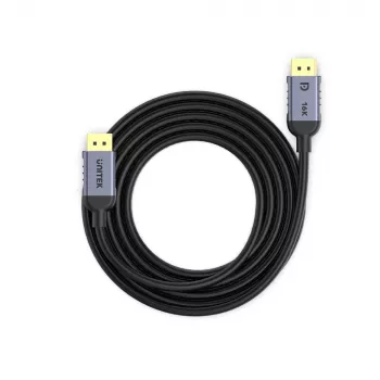 DisplayPort-Kabel Unitek C1626GY01-1.5M – 1,5 m, DisplayPort 2.1, Stecker-auf-Stecker, 360 Hz, 15360×8640, Grau