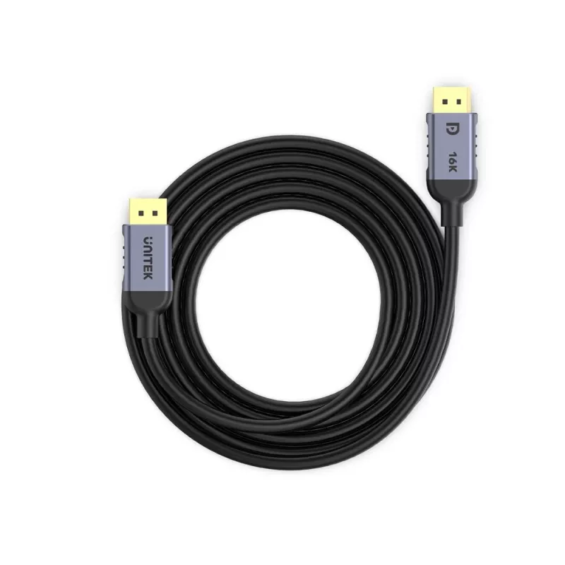 DisplayPort-Kabel Unitek C1626GY01-1.5M – 1,5 m, DisplayPort 2.1, Stecker-auf-Stecker, 360 Hz, 15360×8640, Grau