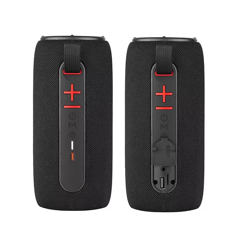 Tragbarer Stereo-Lautsprecher TRACER Stripe Schwarz — 10 W RMS, Bluetooth/kabelgebunden, USB-A & USB-C, MicroSD, integrierter Akku (bis zu 5 h)