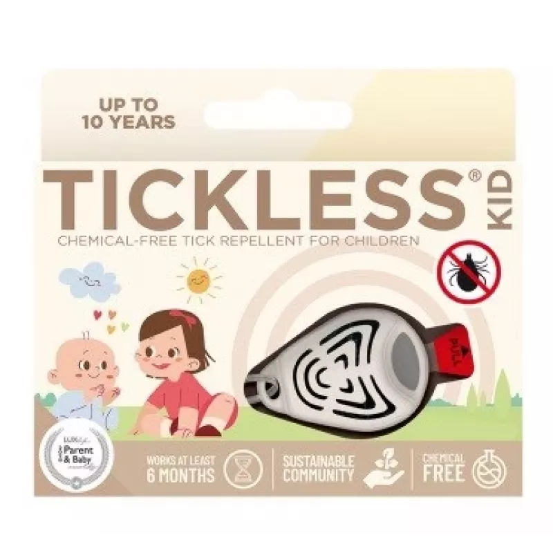 Ultraschall-Zeckenabwehr TICKLESS PRO-104BE für Haustiere – tragbar, batteriebetrieben, wasserdicht, 1,5 m Reichweite, beige