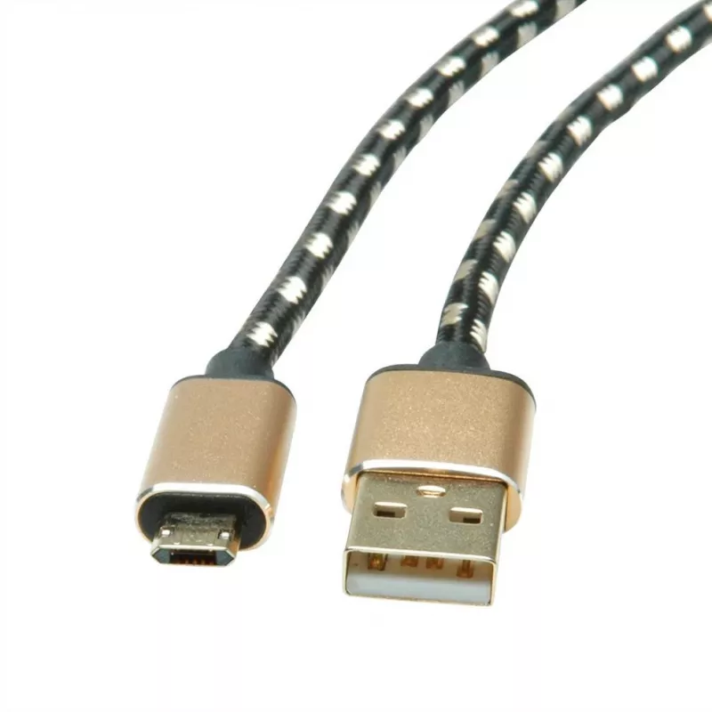 ROLINE 11.02.8820 USB-Kabel 1,8 m USB 2.0 USB-C Micro-USB B Schwarz - Gold (11.02.8820)