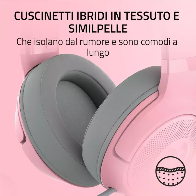 Kabelgebundenes Over-Ear-Headset Razer RZ04-04730200-R3M1 — ohrumschließend, 1,3 m Kabel, 353 g, rosa