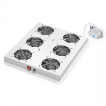 ROLINE 19-Zoll-Dachlüftereinheit mit 6 Lüftern und Thermostat, Stahlgehäuse, grau