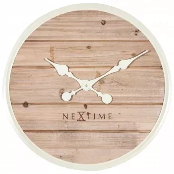 NeXtime klok 3134wi Plank, Ø50 cm, Wand, Weiß