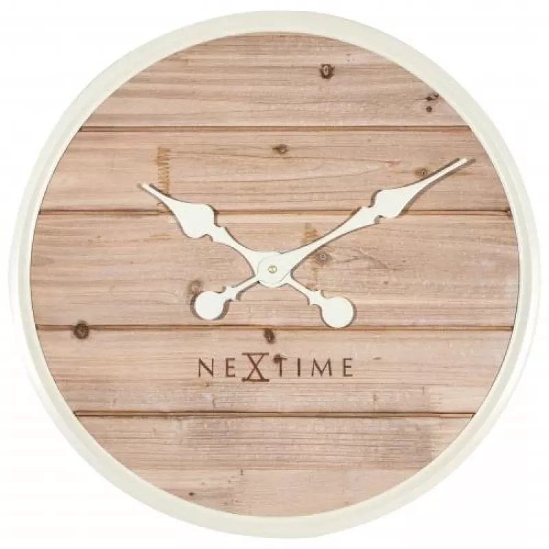 NeXtime klok 3134wi Plank, Ø50 cm, Wand, Weiß