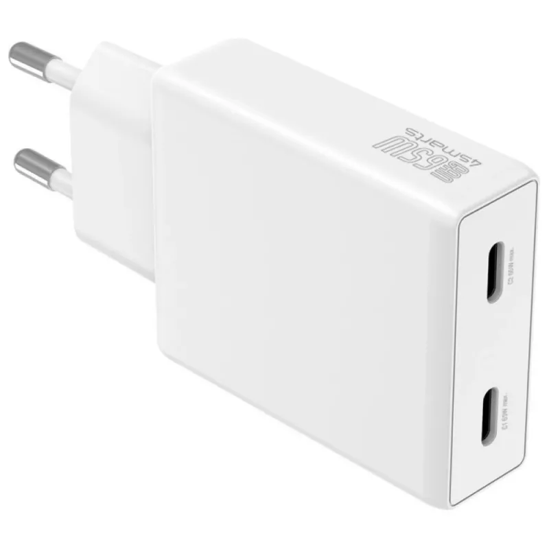 Charger PDPlug Dual 65W GaN 2xUSB-C weiß