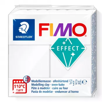 Modelliermasse FIMO effect weiß transluzent 8010-014 — transluzenter Weißeffekt, weiche Polymerton, 57 g Riegel