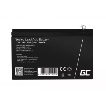 UPS-Batterie Grün Cell AGM04 12V 7Ah versiegelte Blei-Säure (VRLA) schwarz, 1 Stück