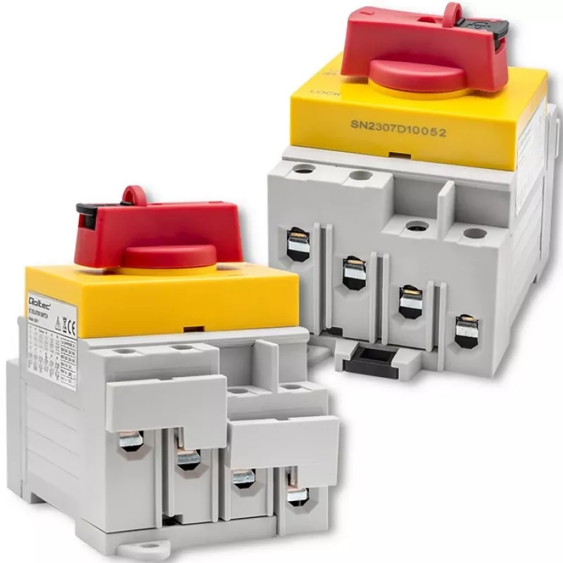 Qoltec 52611 DC-Trennschalter mit Verriegelungsfunktion | Hauptschalter | 1200 V | 32 A | 8 kV | 4P