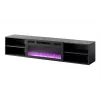 TV-Schrank Cama Meble POLO 180x33x39 cm mit elektrischem Kamin 1400–1600 W, schwarz, 2 Regalböden, Laminat