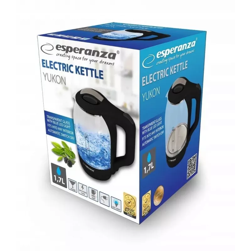 Esperanza EKK025K Wasserkocher 1,7 L Schwarz, Mehrfarbig 1500 W