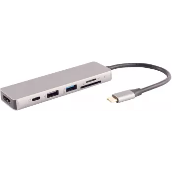 Laptop-Dock S/CONN 14-05027 Kabelgebunden USB 3.2 Gen 1 Type-C Grau