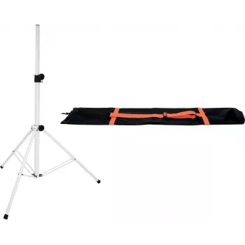 Lautsprecherstativ-Set Omnitronic BS-2 EU Weiß mit Tragetasche, höhenverstellbar, faltbares Stativ