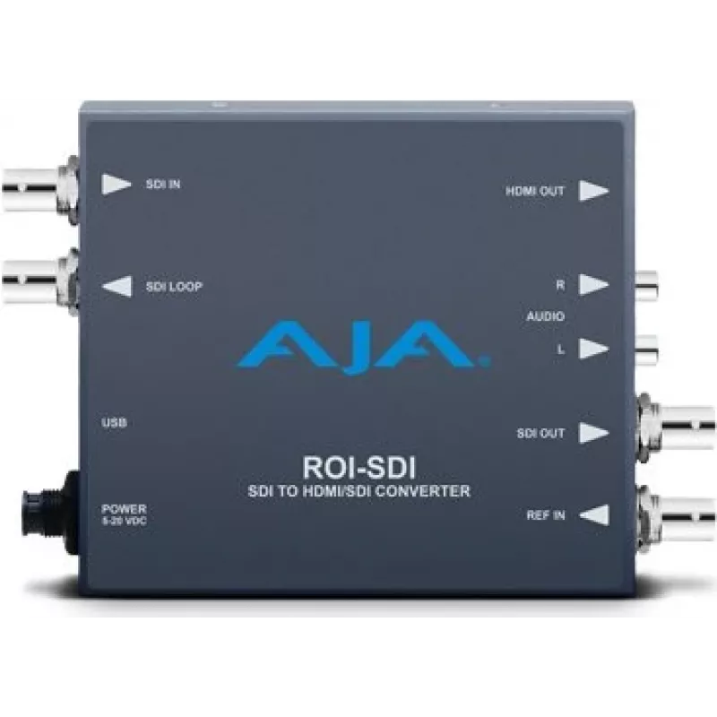 AJA ROI-SDI - 0 - 40 °C - -40 - 60 °C - 10 - 90% - 146,43 x 102,108 x 22,86 mm - 100 - 240 (ROI-SDI)